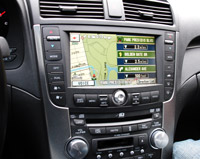 Navigation system built into a car dashboard
